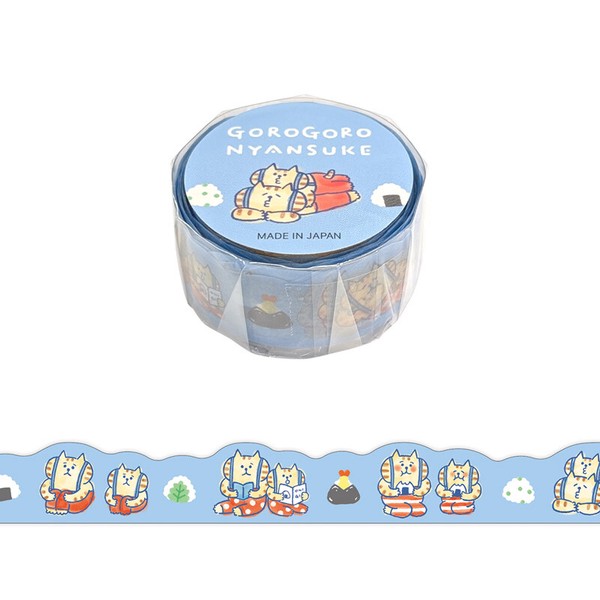 【MINDWAVE(マインドウェイブ)】 ごろごろにゃんすけ マスキングテープ ダイカット　サスペブルー