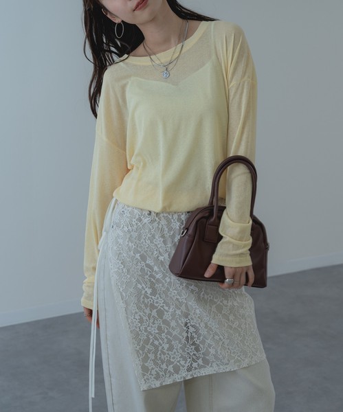 ◇再入荷◇【2026SS新商品】シアーロンT /　トップス　長袖　シアー　透け感　Tシャツ