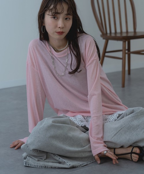 ◇再入荷◇【2026SS新商品】シアーロンT /　トップス　長袖　シアー　透け感　Tシャツ