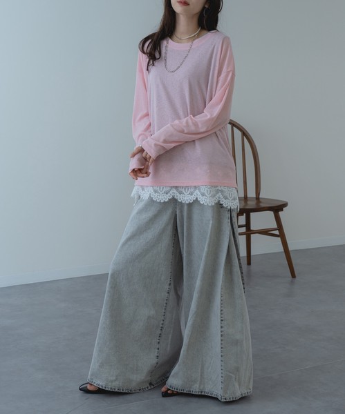 ◇再入荷◇【2026SS新商品】シアーロンT /　トップス　長袖　シアー　透け感　Tシャツ