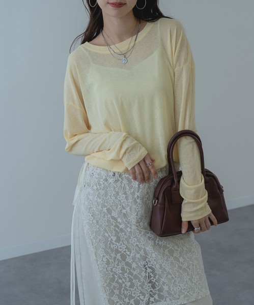 ◇再入荷◇【2026SS新商品】シアーロンT /　トップス　長袖　シアー　透け感　Tシャツ