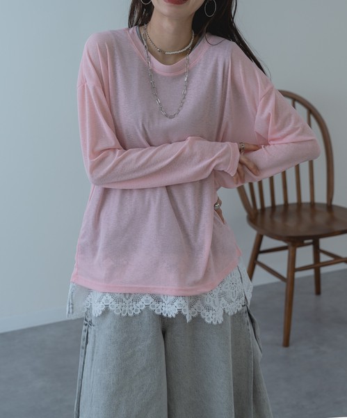◇再入荷◇【2026SS新商品】シアーロンT /　トップス　長袖　シアー　透け感　Tシャツ