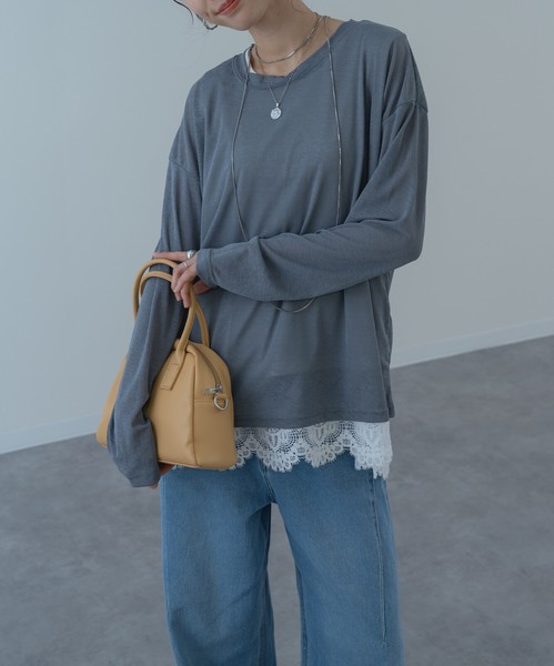◇再入荷◇【2026SS新商品】シアーロンT /　トップス　長袖　シアー　透け感　Tシャツ