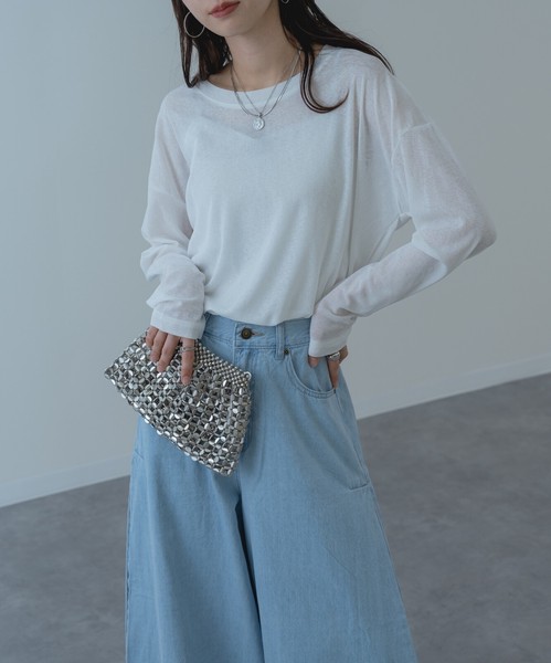 ◇再入荷◇【2026SS新商品】シアーロンT /　トップス　長袖　シアー　透け感　Tシャツ