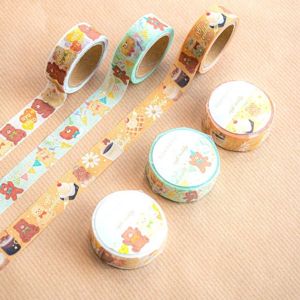 【フタバ】＜ROKKAKU＞　cafe teddy マスキングテープ 　ウユココ