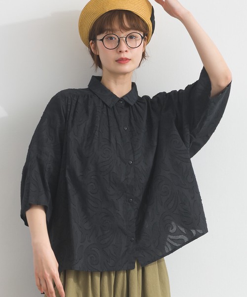 ジャカード ゆったり ギャザー シャツ ブラウス【2026春夏新作】
