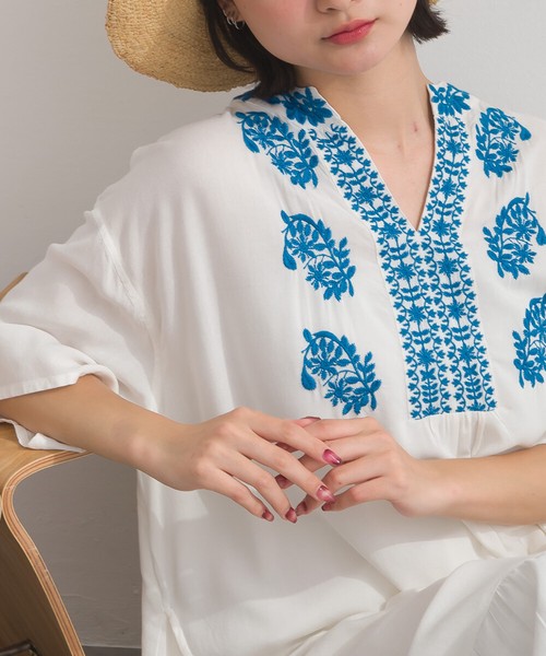 [SD限定] レーヨン ボタニカル刺繍 Vネック ティアード ワンピース【2026春夏新作】