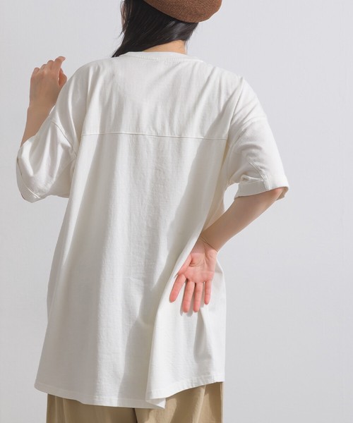 16Sパウダー天竺 立体デニムパッチワーク パグ モチーフ Tシャツ 犬【2026春夏新作】