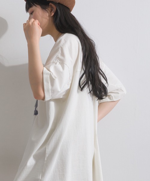 16Sパウダー天竺 立体デニムパッチワーク パグ モチーフ Tシャツ 犬【2026春夏新作】