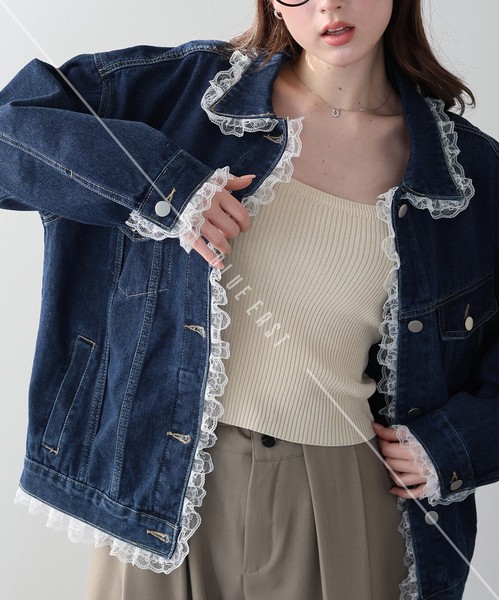 ★再入荷★【レースドッキングデニムジャケット 】ジャケット　デニム　レディース　レース