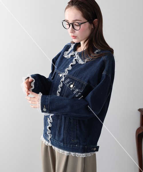 ★再入荷★【レースドッキングデニムジャケット 】ジャケット　デニム　レディース　レース