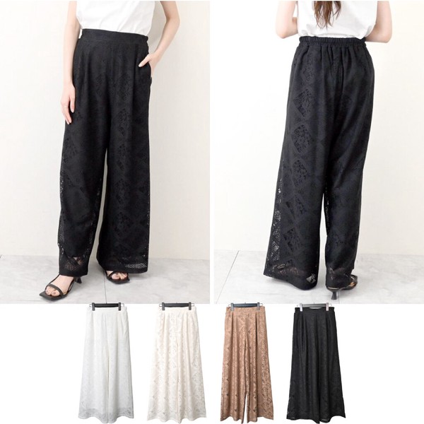 ◎再入荷◎【2026新作】ブロックレース　ワイドストレートパンツ(33250)