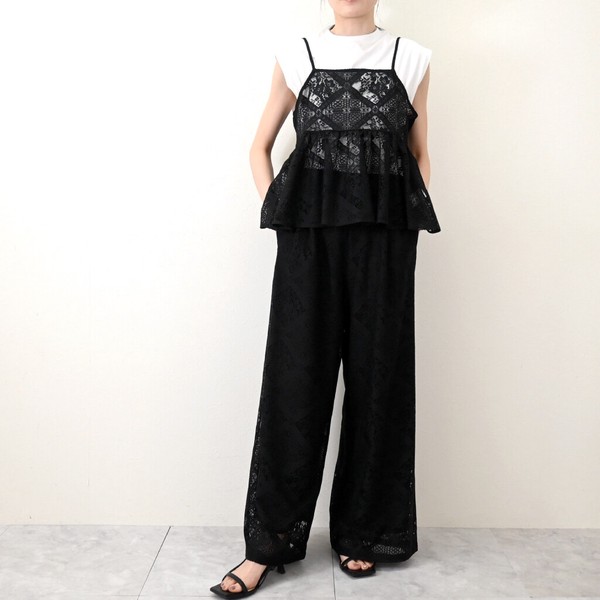 ◎再入荷◎【2026新作】ブロックレース　ワイドストレートパンツ(33250)