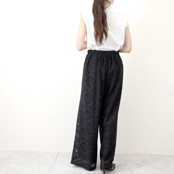 ◎再入荷◎【2026新作】ブロックレース　ワイドストレートパンツ(33250)
