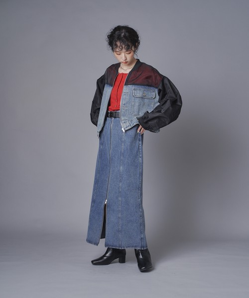 デニムコンビネーションブルゾン