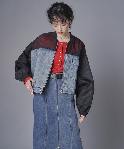 デニムコンビネーションブルゾン