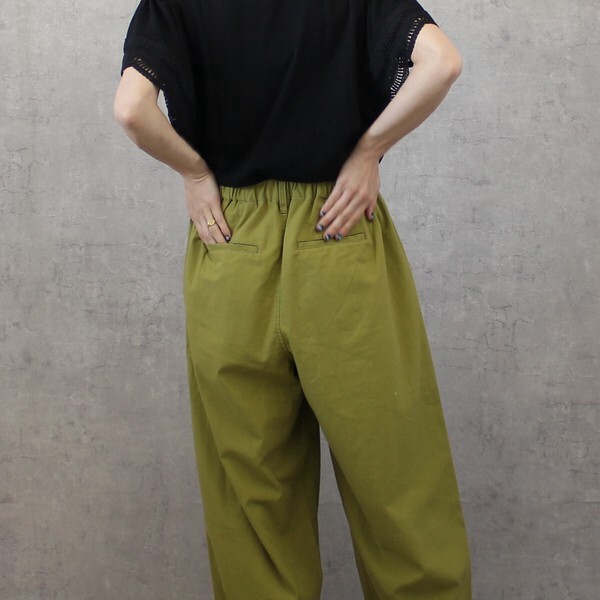【SS定番品】綿麻サーカスパンツ ストライプ 無地 ワイドパンツ バレルレッグ 2026春夏新作【即納】