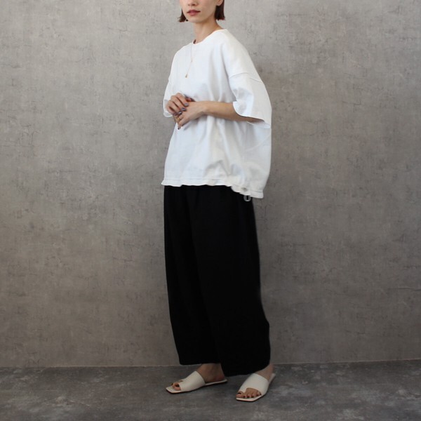 【SS定番品】綿麻サーカスパンツ ストライプ 無地 ワイドパンツ バレルレッグ 2026春夏新作【即納】