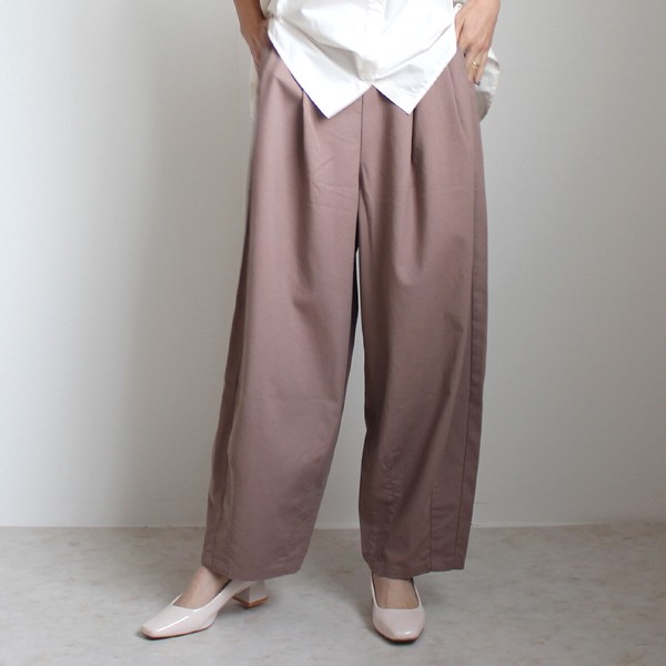 【SS定番品】綿麻サーカスパンツ ストライプ 無地 ワイドパンツ バレルレッグ 2026春夏新作【即納】