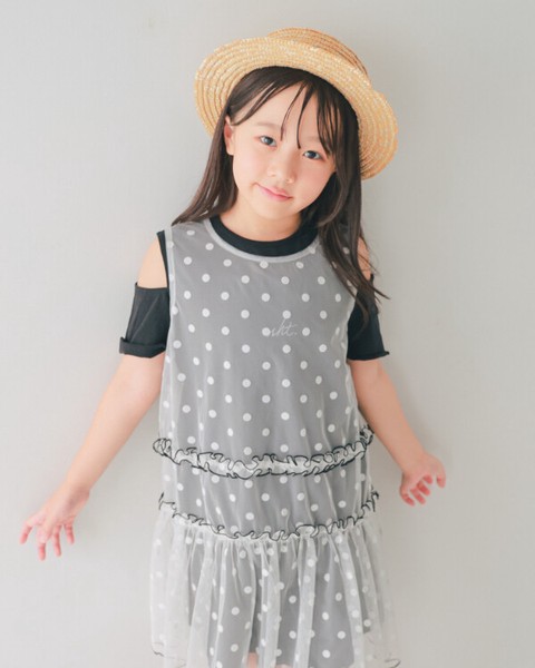 【2026夏物新商品】ドットチュール ワンピース