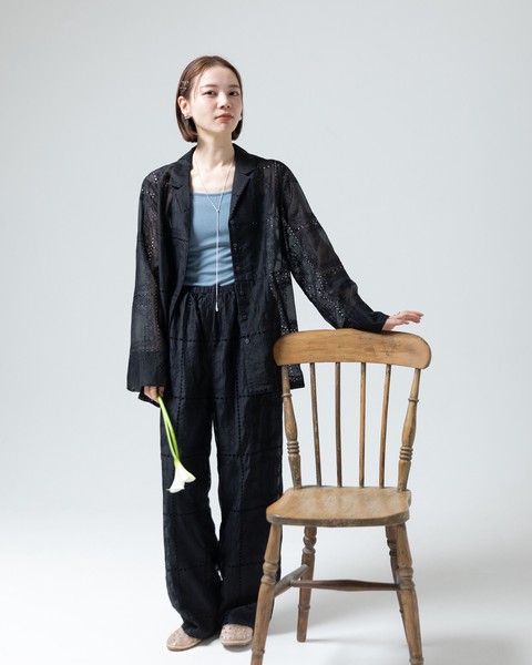 【再入荷】パッチワーク風 総刺繍 ルーズパンツ 【2026春夏新作】●即納品可能