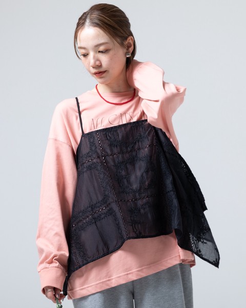 【再入荷】パッチワーク風 総刺繍 ランダムヘム キャミソール 【2026春夏新作】●即出荷可能