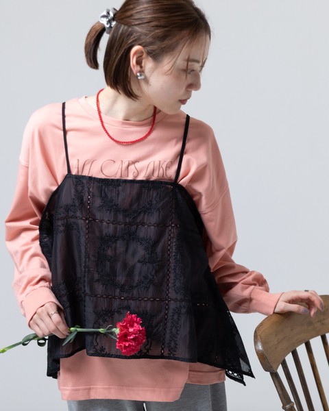 【再入荷】パッチワーク風 総刺繍 ランダムヘム キャミソール 【2026春夏新作】●即出荷可能