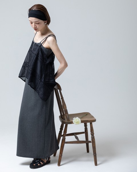 【再入荷】パッチワーク風 総刺繍 ランダムヘム キャミソール 【2026春夏新作】●即出荷可能
