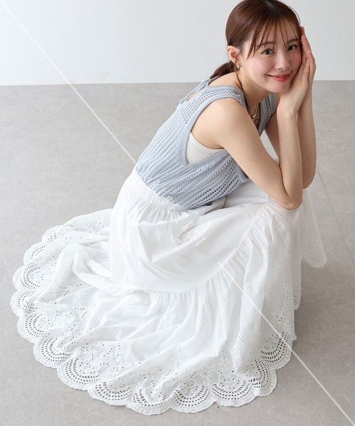 【人気】【定番】《コットンレースティアードスカート》ボトムス　コットン　スカート