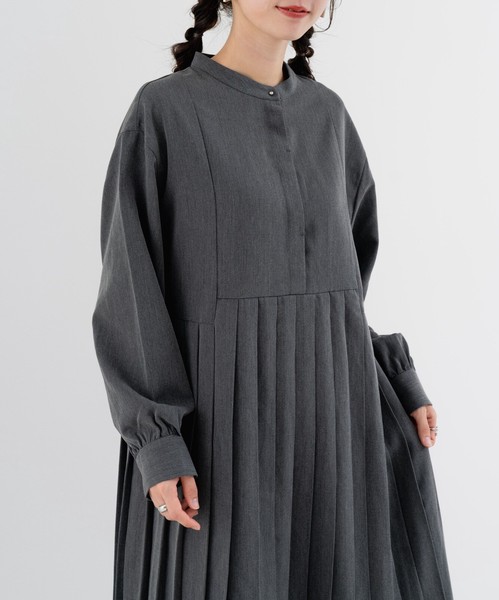 【人気商品】イレギュラー切替プリーツワンピース　/　黒　セレモニー　ワンピース