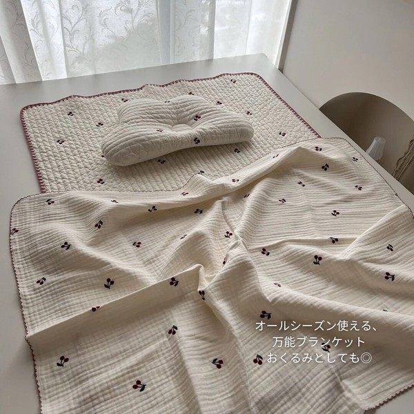 トリプルガーゼ ブランケット 70×90cm 韓国製 刺繍 ふんわり 洗濯機OK