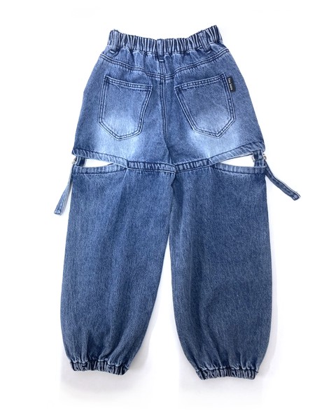 ジュニア　120㎝-160㎝　　コットンデニム　スリット　ワイドジョガーパンツ　　ケミカルウオッシュ　40194