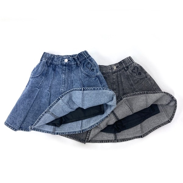 ジュニア　120㎝-160㎝　　コットンデニム　パンツinプリーツスカート　ケミカルウオッシュ　40110　40111