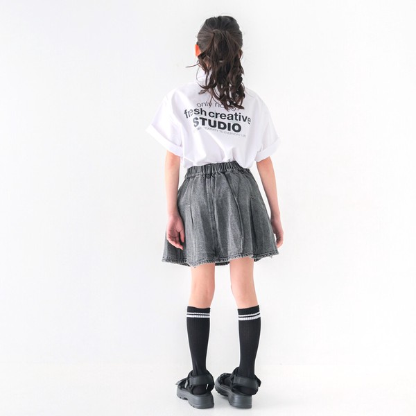 ジュニア　120㎝-160㎝　　コットンデニム　パンツinプリーツスカート　ケミカルウオッシュ　40110　40111