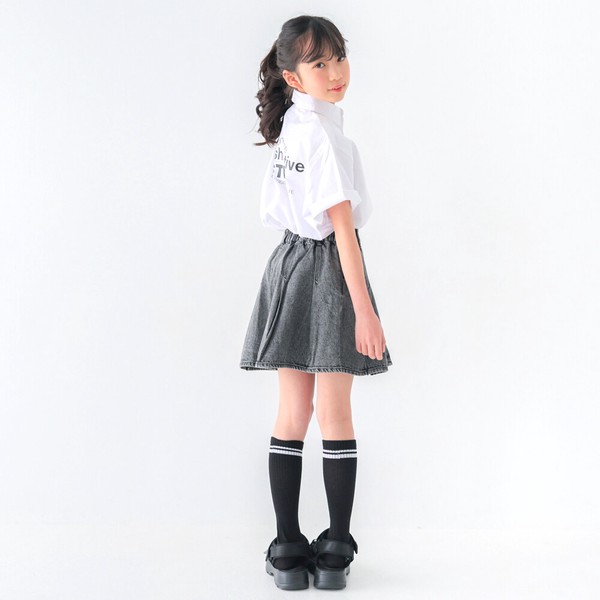 ジュニア　120㎝-160㎝　　コットンデニム　パンツinプリーツスカート　ケミカルウオッシュ　40110　40111
