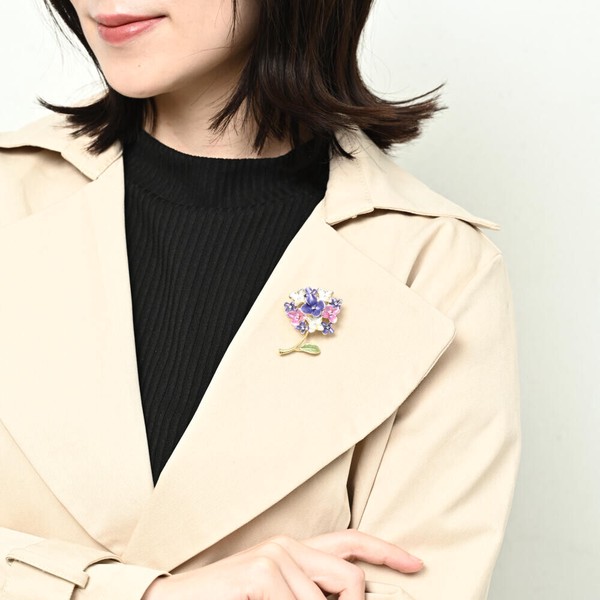ブローチ レディース 紫陽花 あじさい アジサイ 花 フラワー 葉っぱ 青 紫 梅雨 夏 プレゼント BR