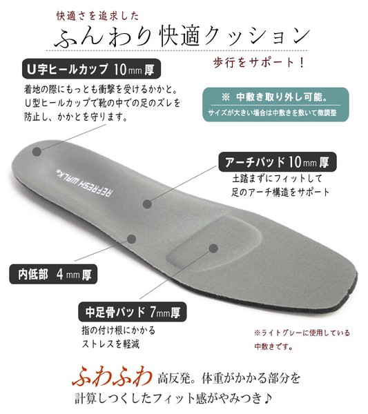 【2026年春新作】REFRESH WALK フラットシューズ Vカット カッター バレエ ルーズ 軽い 柔らかい 2WAY