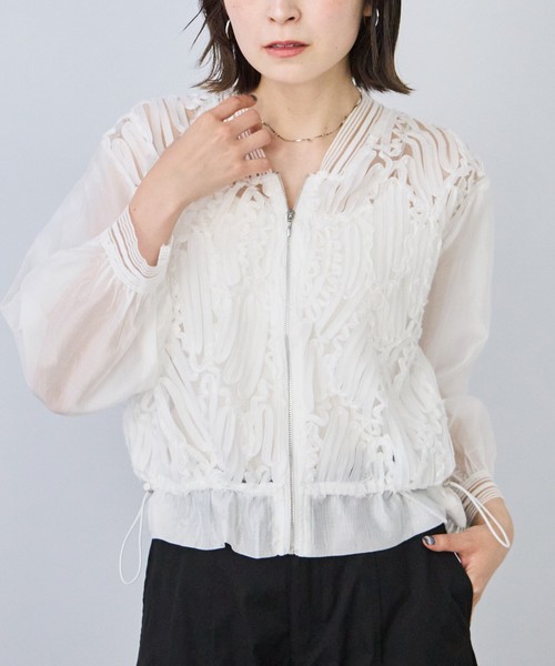 【大人気】 コード刺繍 モチーフ付きシアーブルゾン　2026春夏人気  chouchou東京