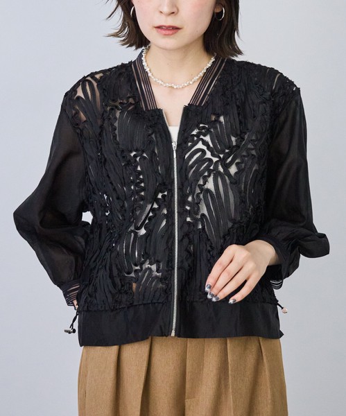 【大人気】 コード刺繍 モチーフ付きシアーブルゾン　2026春夏人気  chouchou東京