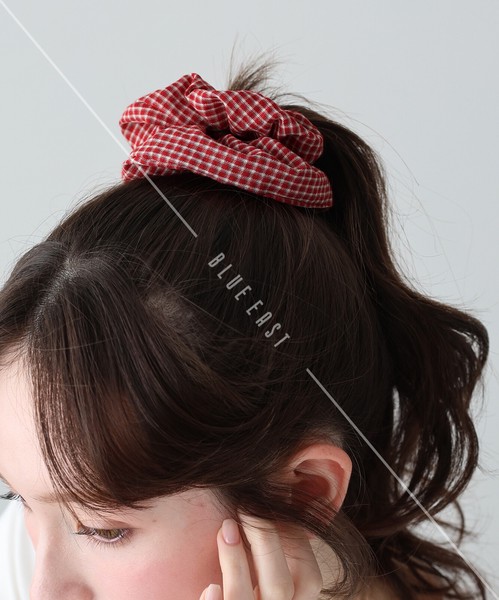2026新作【チェックシュシュ】シュシュ　チェック　ヘアアクセサリー