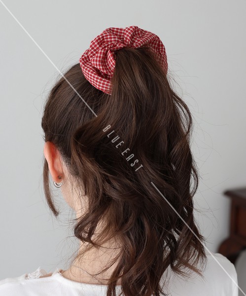 2026新作【チェックシュシュ】シュシュ　チェック　ヘアアクセサリー