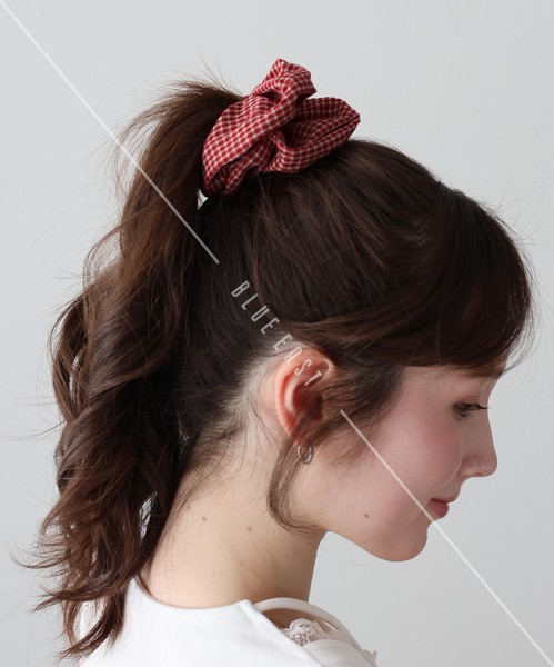 2026新作【チェックシュシュ】シュシュ　チェック　ヘアアクセサリー