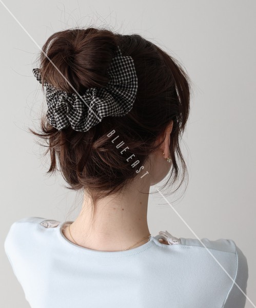 2026新作【チェックシュシュ】シュシュ　チェック　ヘアアクセサリー