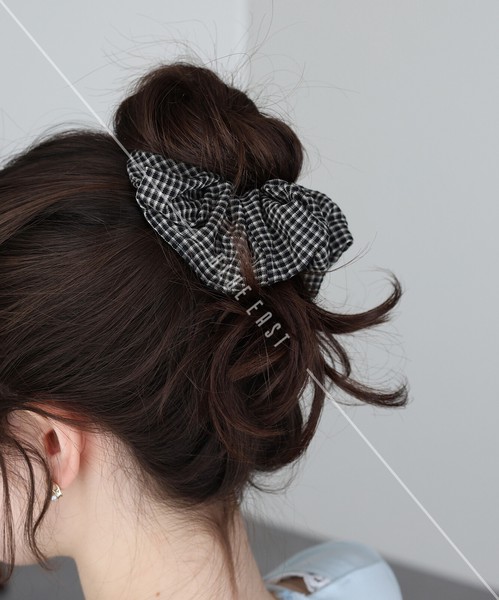2026新作【チェックシュシュ】シュシュ　チェック　ヘアアクセサリー