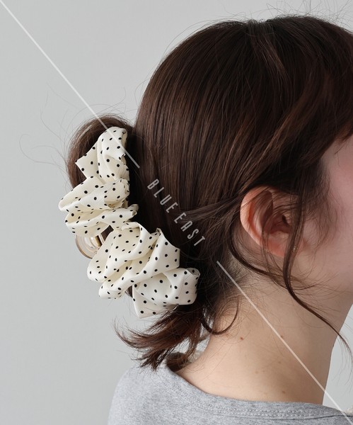 2026新作【くしゅくしゅドットクリップ】ヘアクリップ　ドット　ヘアアクセサリー