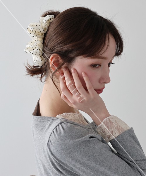 2026新作【くしゅくしゅドットクリップ】ヘアクリップ　ドット　ヘアアクセサリー