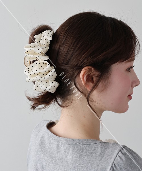 2026新作【くしゅくしゅドットクリップ】ヘアクリップ　ドット　ヘアアクセサリー