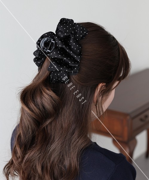 2026新作【くしゅくしゅドットクリップ】ヘアクリップ　ドット　ヘアアクセサリー