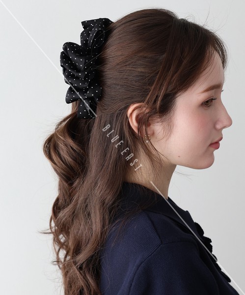 2026新作【くしゅくしゅドットクリップ】ヘアクリップ　ドット　ヘアアクセサリー