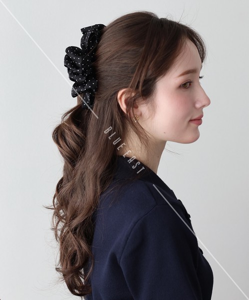 2026新作【くしゅくしゅドットクリップ】ヘアクリップ　ドット　ヘアアクセサリー